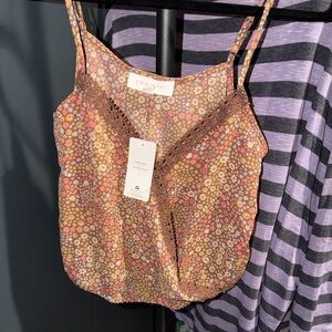 Pink Rose Brown Floral Camisole S